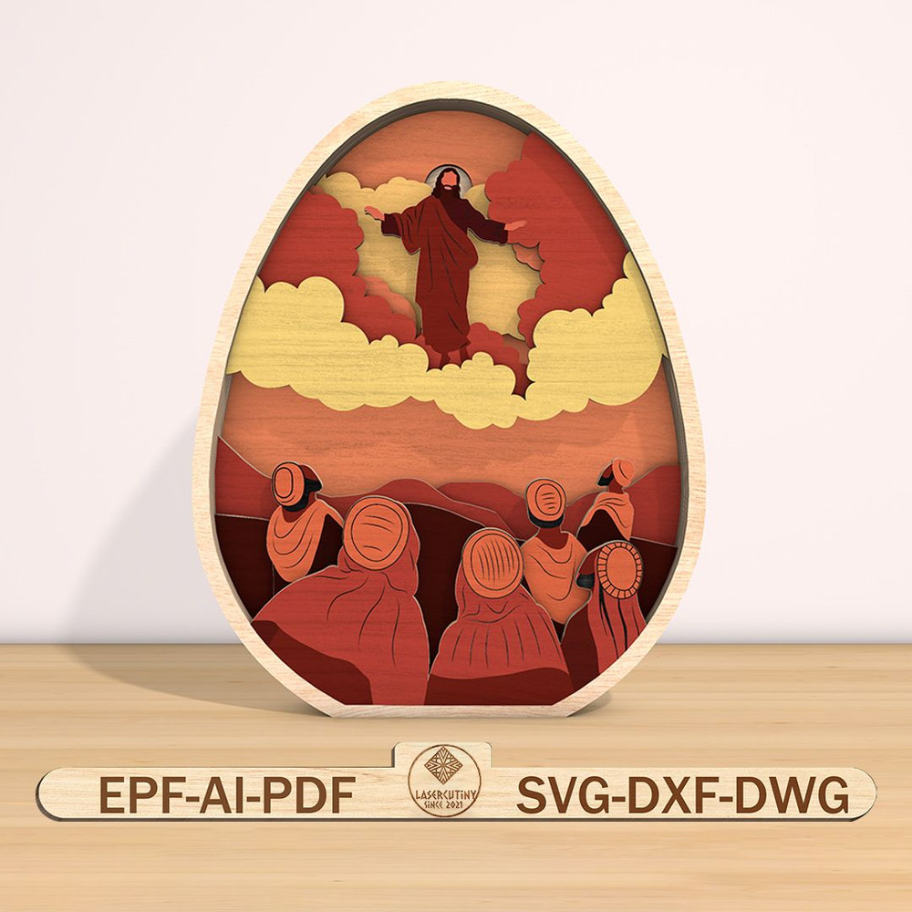 3D Multilayer Easter Egg Cross Art Svg Jesus Svg Wooden Easter Cross Svg Wooden Easter Egg Svg 0