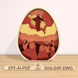 3d multilayer easter egg cross art svg, jesus svg, wooden easter cross svg, wooden easter egg svg