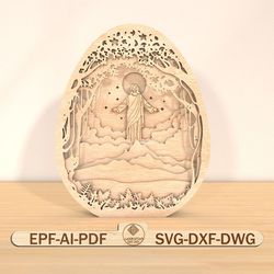 3d multilayer easter egg cross art svg, egg art lasercut file svg, wooden easter egg svg