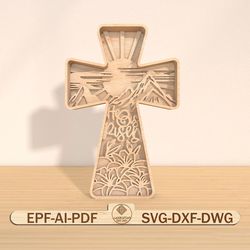 3d multilayer easter cross art svg, he is risen lasercut file svg, wooden easter art svg,christ is risen svg