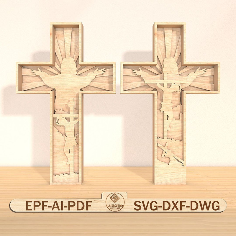 3D Multilayer Easter Christian Cross Svg Religion Cross Lasercut File Svg Resurrection Of Jesus Svg 0