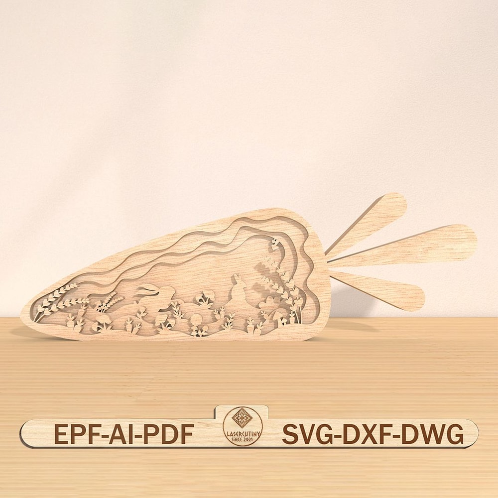 3D Multilayer Easters Carrot Shape Stand Svg Easter Spring Lasercut File Svg Wooden Bunny Carrot Sv 0
