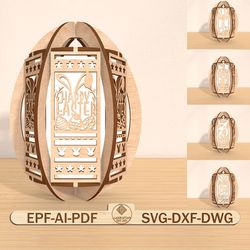 easter's day egg lantern lasercut file svg, table standing svg, wooden egg design lantern svg, easter day decor svg