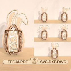 easter's day bunny egg lantern lasercut file svg, holiday decor svg, wooden egg design lantern svg, easter day decor svg