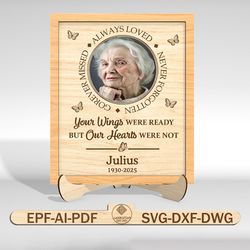 personalized remembrance photo frame standing cut file svg