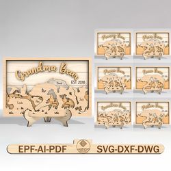 personalized mama bear and baby sign svg, grandma bear sign svg, gift for mom, mothers day gifts svg, laser cut files