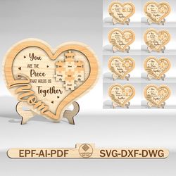 personalized mom puzzle piece heart sign svg, gift for grandma, mothers day svg, mothers day gifts svg