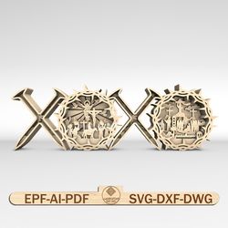 multilayer easter story xoxo scene art svg, xoxo svg, easter day svg, he is risen art svg