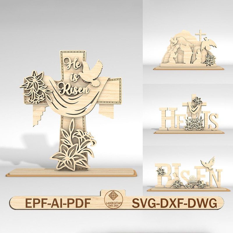 Easter Risen Stand Decor SVG Easter Day Svg He Is Risen Svg Christian Jesus Art Svg 0