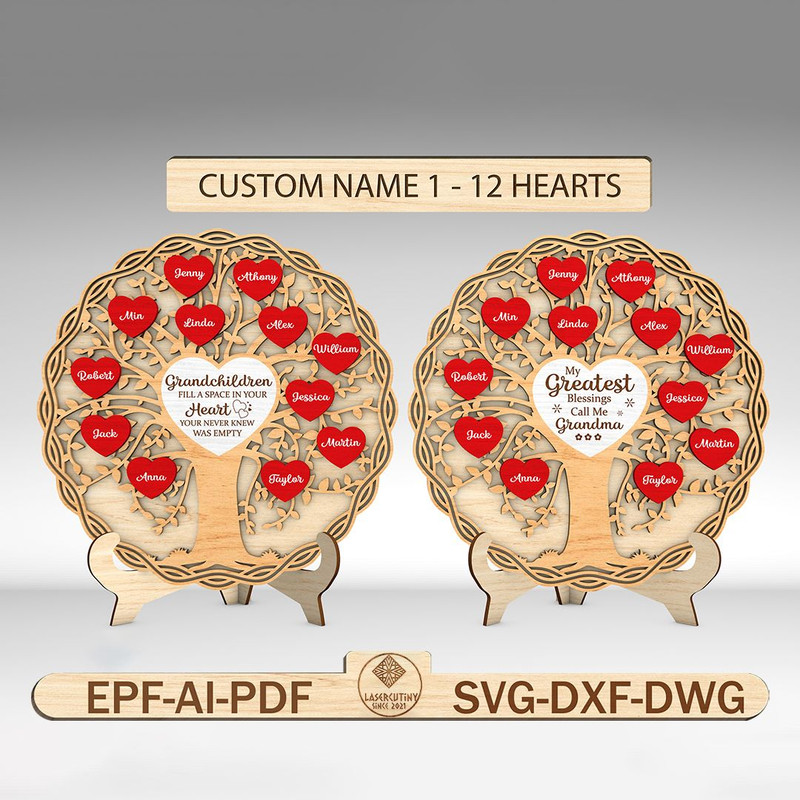 Personalized Family Tree Sign SVG Grandchildren Tree Sign Svg Tree Of Life SVG Family Name Tree SVG 0