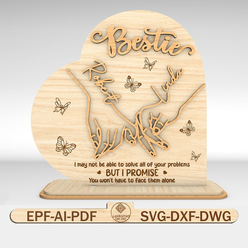 Personalized Bestie Hands Heart Sign SVGGift For BestieBest Friend Hands Sign SvgFriendship Sign Sv 0