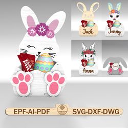 easter bunny gift box svg bundle, easter rabbit basket svg, easter treat box svg, easter day decor svg, laser cut files