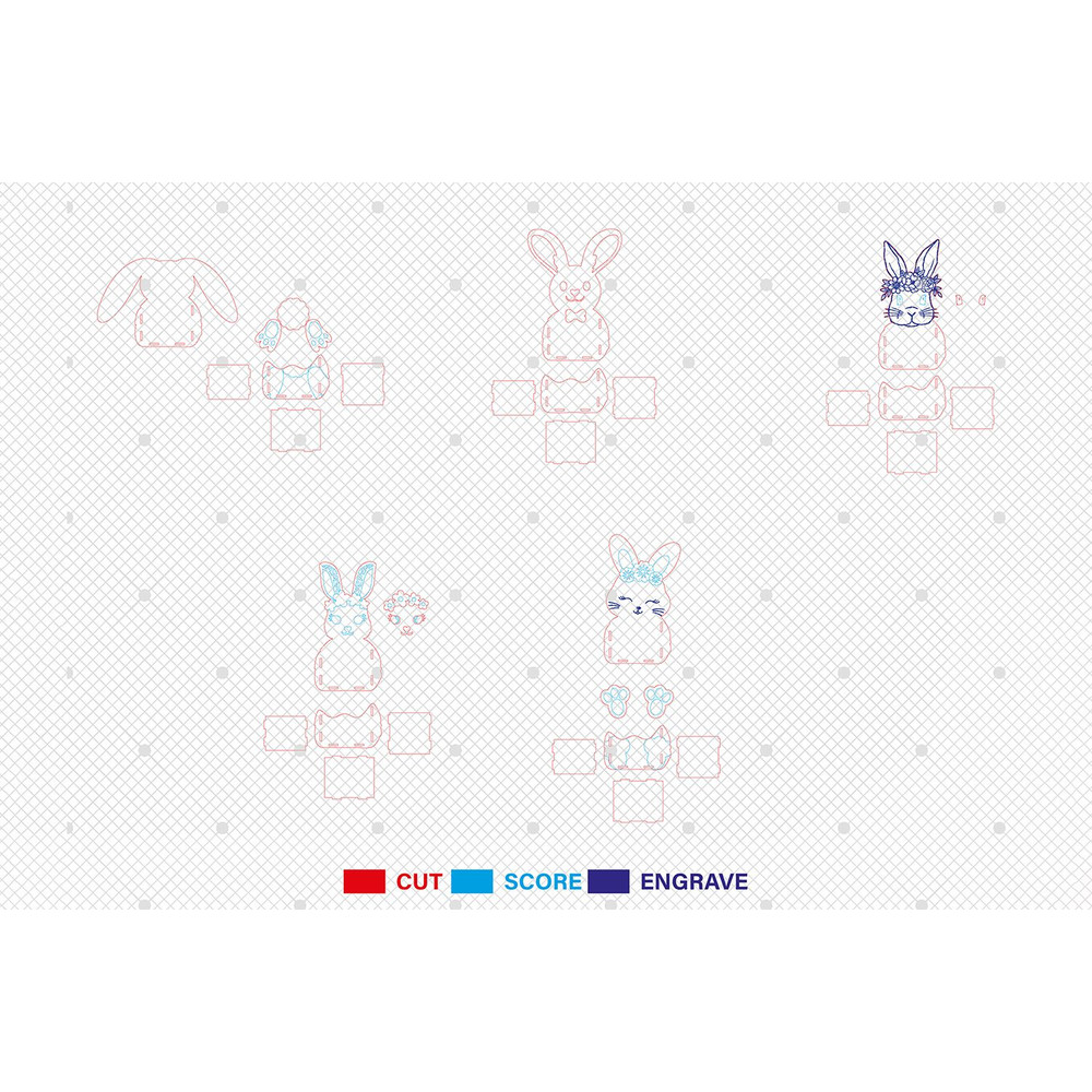 Easter Bunny Gift Box Svg Bundle Easter Rabbit Basket SVG Easter Treat Box Svg Easter Day Decor Svg 1