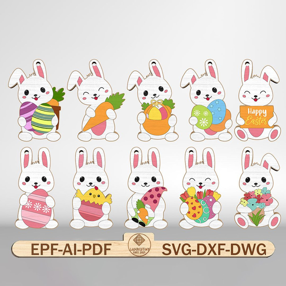 Easter Bunny Earring Svg Bundle Happy Easter Earrings Laser Cut File Easter Rabbit Earrings SVG Glo 0