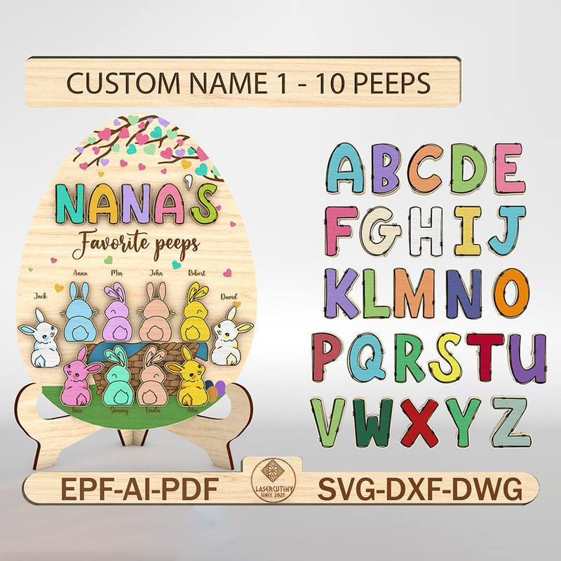 Personalized Nanas Favorite Peeps Easter Egg Sign SVG Easter Day Decor Svg Easter Bunny Sign Svg Gl 0