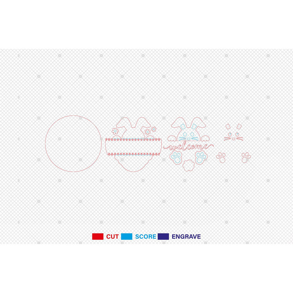 Easter Bunny Door Sign SVG File Easter Round Sign SVG Happy Easter Welcome Sign Svg Hello Spring Do 1