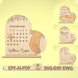 personalized married calendar heart sign svg, couple hands sign svg, valentines day svg