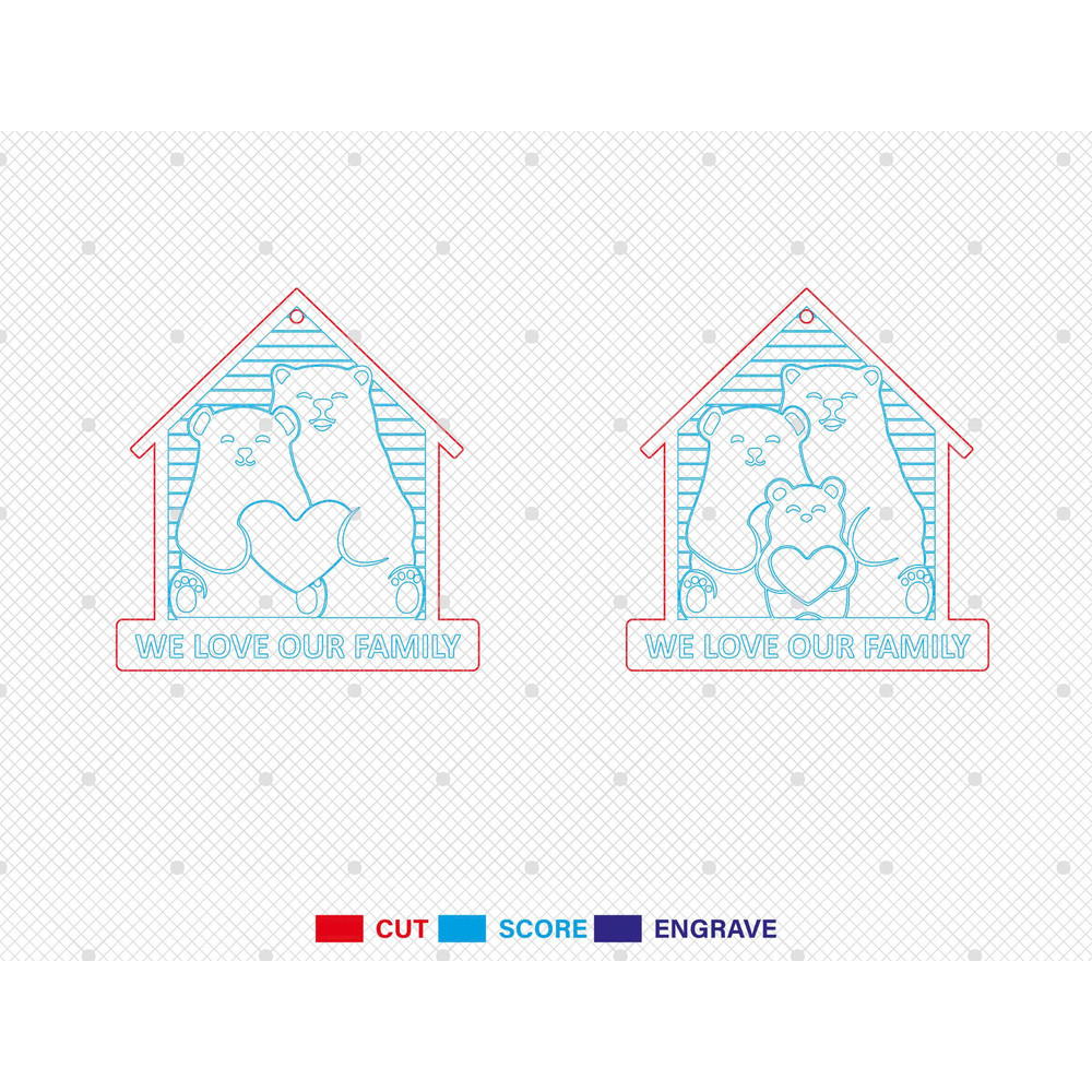 Personalized Bear Family Keychain Svg Bundle Bear Family House Keychain Svg Gift For Family Keychai 1