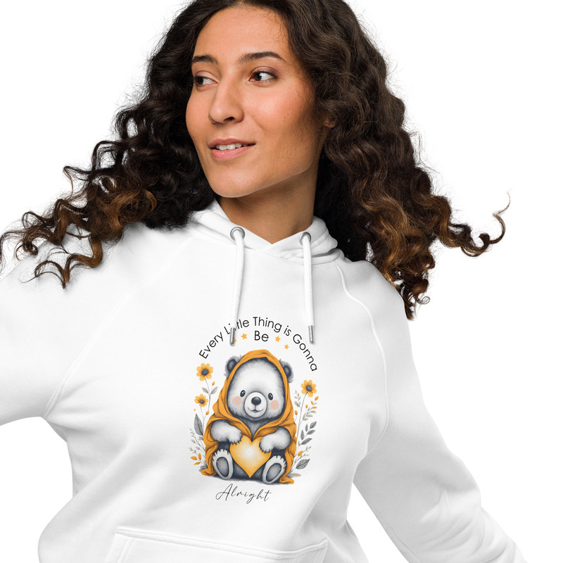 Every Little Thing Is Gonna Be Alright Positive Vibes Unisex Eco Raglan Hoodie 4