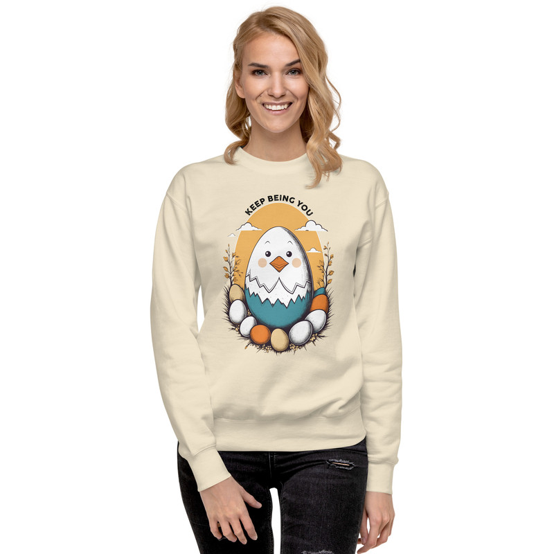 Adorable Hatching Chick Graphic TShirt  Country Style Vintage Design Unisex Premium Sweatshirt 1