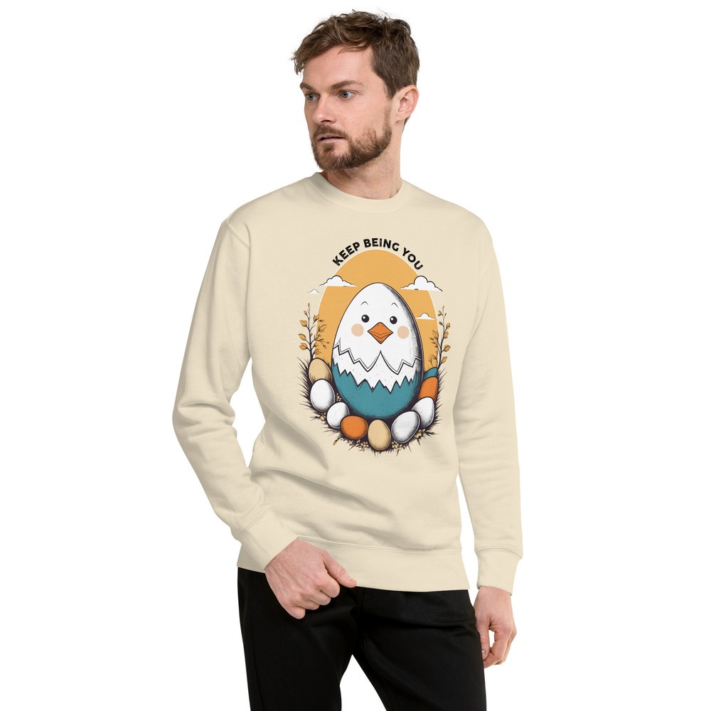 Adorable Hatching Chick Graphic TShirt  Country Style Vintage Design Unisex Premium Sweatshirt 2