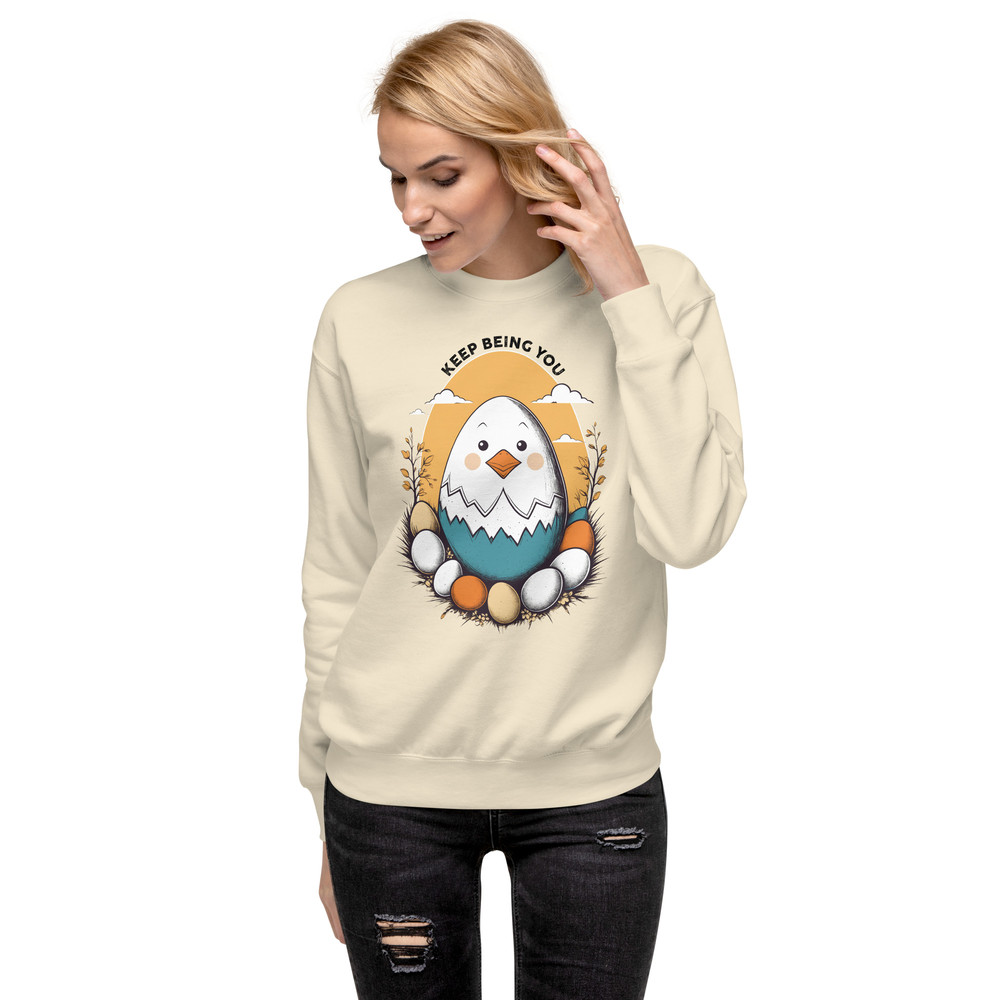 Adorable Hatching Chick Graphic TShirt  Country Style Vintage Design Unisex Premium Sweatshirt 3