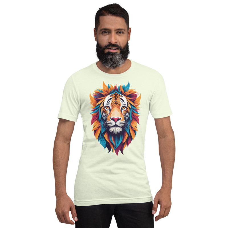 Colorful Tiger Head Graphic  Fierce And Artistic Animal Design Unisex Tshirt 5