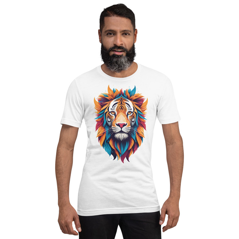 Colorful Tiger Head Graphic  Fierce And Artistic Animal Design Unisex Tshirt 14