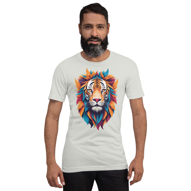 Colorful Tiger Head Graphic  Fierce And Artistic Animal Design Unisex Tshirt 9