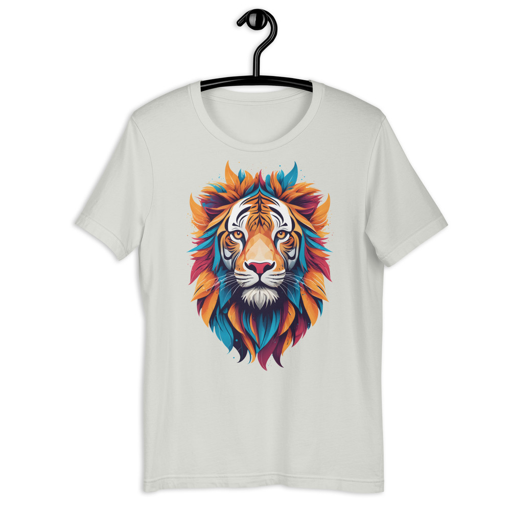 Colorful Tiger Head Graphic  Fierce And Artistic Animal Design Unisex Tshirt 11