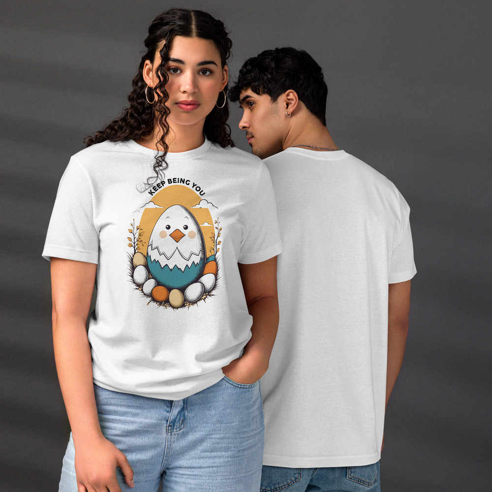 Adorable Hatching Chick Graphic Country Style Vintage Design Unisex Staple Eco Tshirt 13
