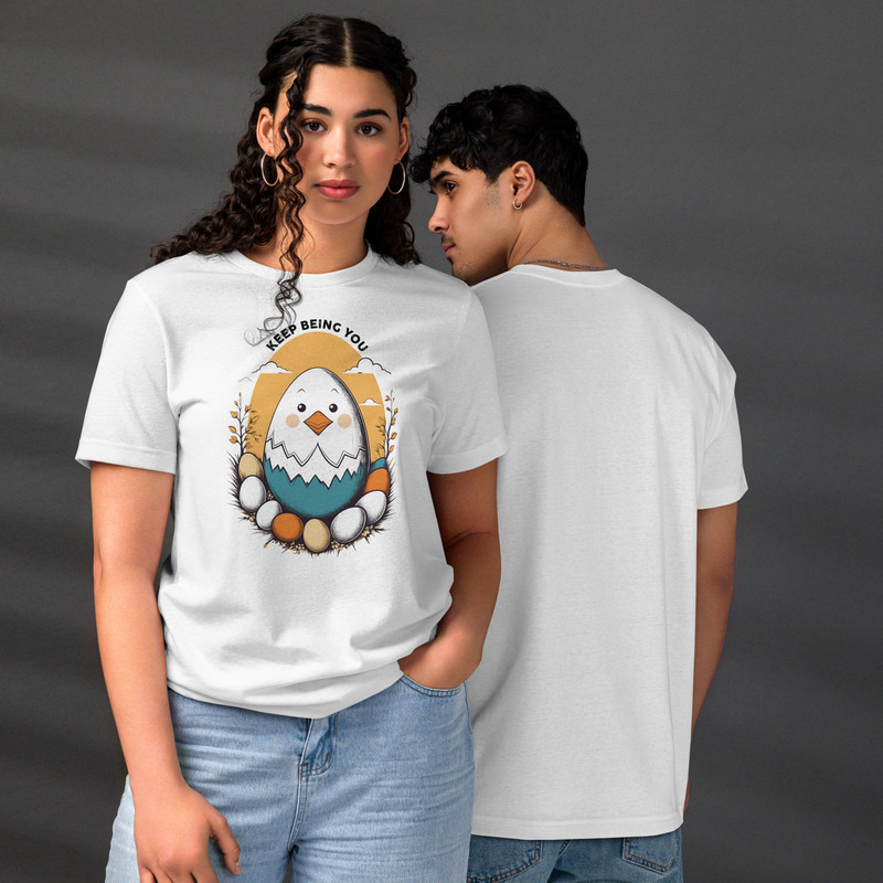 Adorable Hatching Chick Graphic Country Style Vintage Design Unisex Staple Eco Tshirt 13
