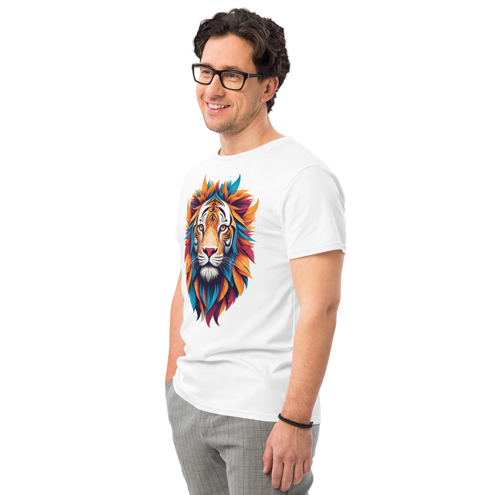 Colorful Tiger Head Graphic  Fierce And Artistic Animal Design Mens Premium Cotton Tshirt 7