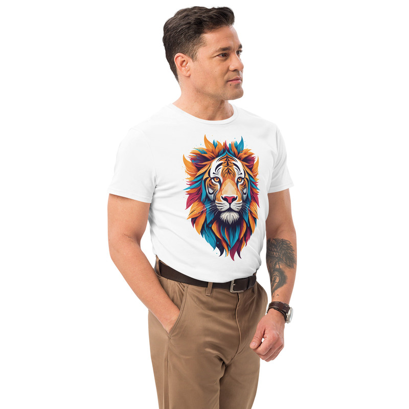 Colorful Tiger Head Graphic  Fierce And Artistic Animal Design Mens Premium Cotton Tshirt 8