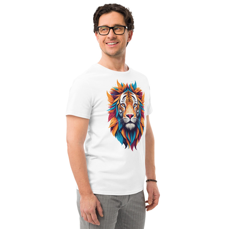 Colorful Tiger Head Graphic  Fierce And Artistic Animal Design Mens Premium Cotton Tshirt 9
