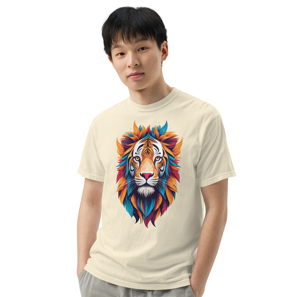 Colorful Tiger Head Graphic  Fierce And Artistic Animal Design Unisex Garmentdyed Heavyweight Tshir 0