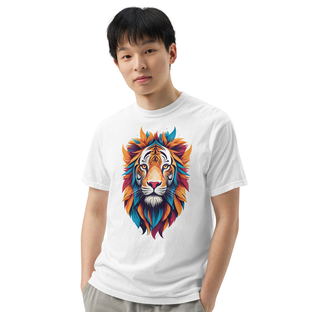 Colorful Tiger Head Graphic  Fierce And Artistic Animal Design Unisex Garmentdyed Heavyweight Tshir 14