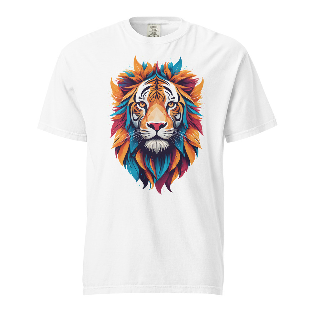 Colorful Tiger Head Graphic  Fierce And Artistic Animal Design Unisex Garmentdyed Heavyweight Tshir 16