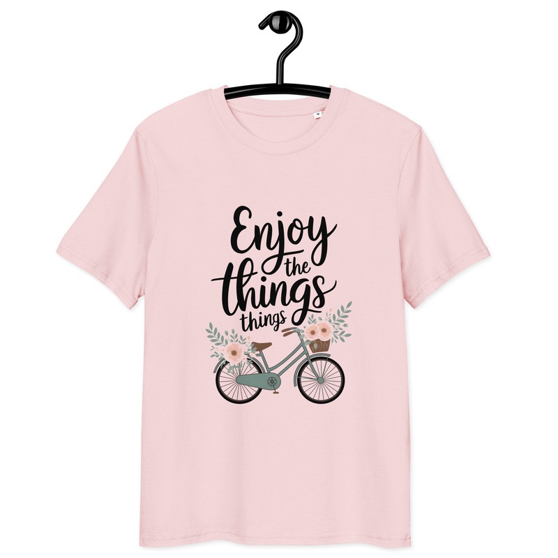 Enjoy The Little Things Bicycle Floral Unisex Organic Cotton Tshirt 4