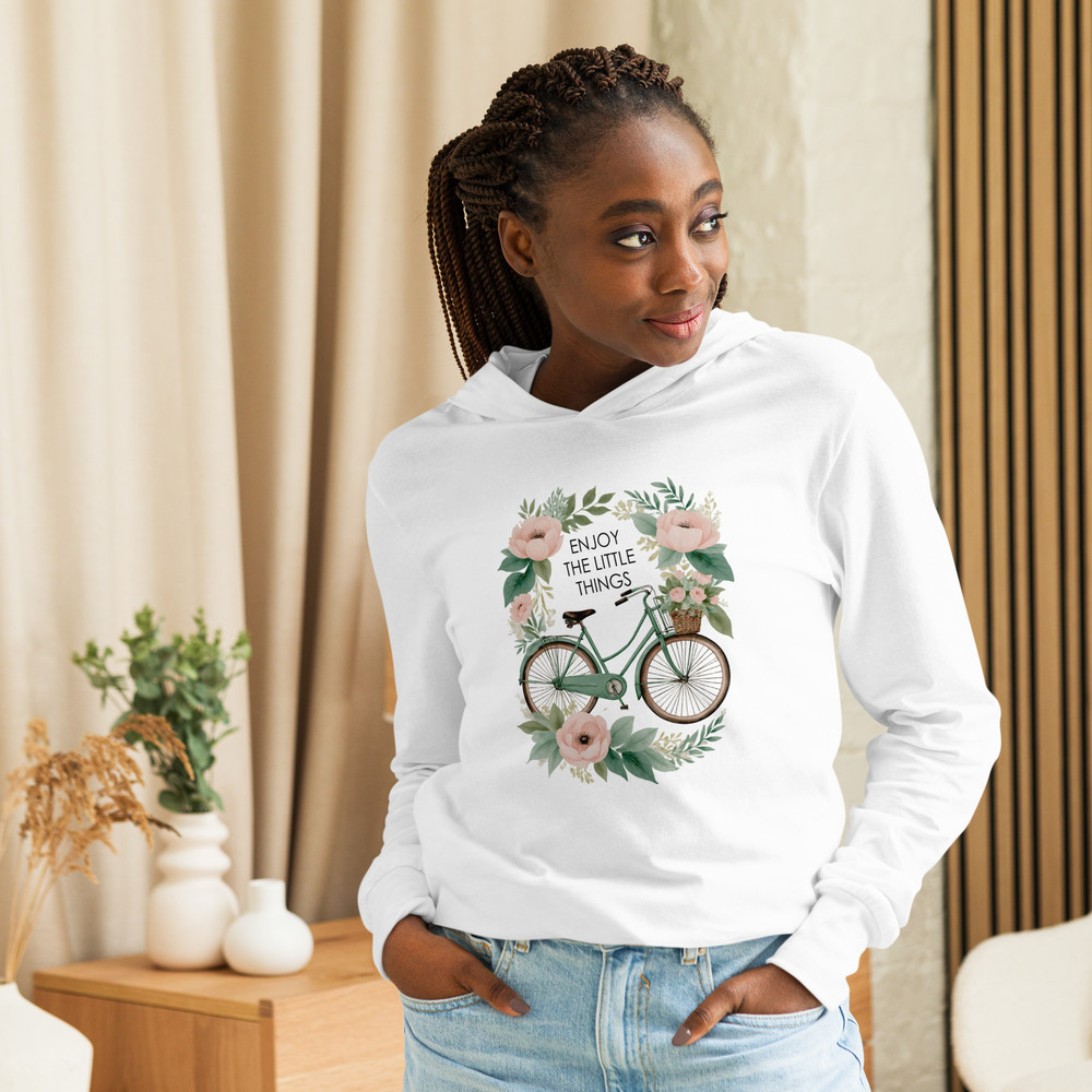 Enjoy The Little Things Bicycle Floral Hooded Longsleeve Tee 4