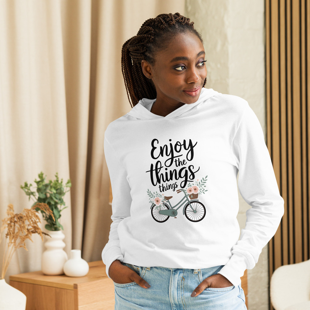 Enjoy The Little Things Bicycle Floral Hooded Longsleeve Tee 4