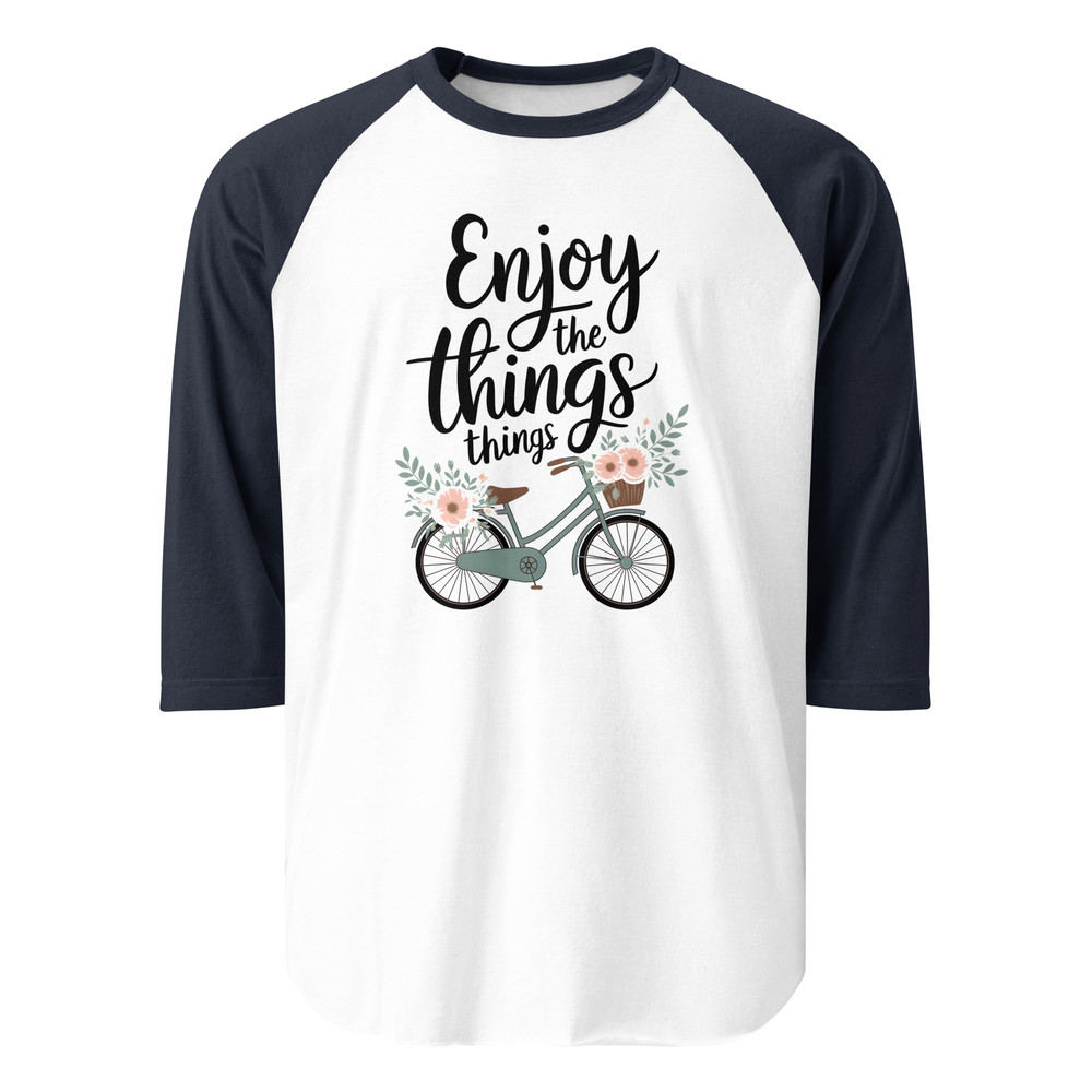 Enjoy The Little Things Bicycle Floral 34 Sleeve Raglan Shirt 10