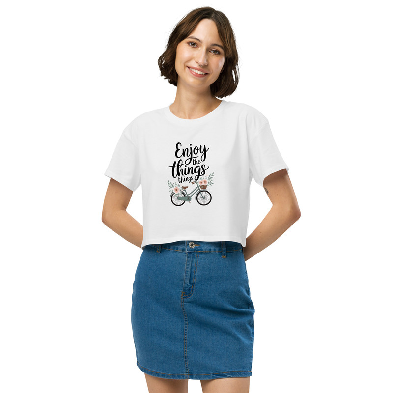 Enjoy The Little Things Bicycle Floral Womens Crop Top 17