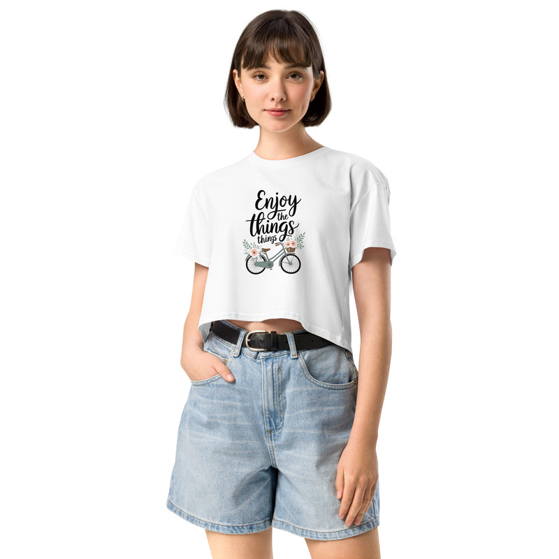Enjoy The Little Things Bicycle Floral Womens Crop Top 18