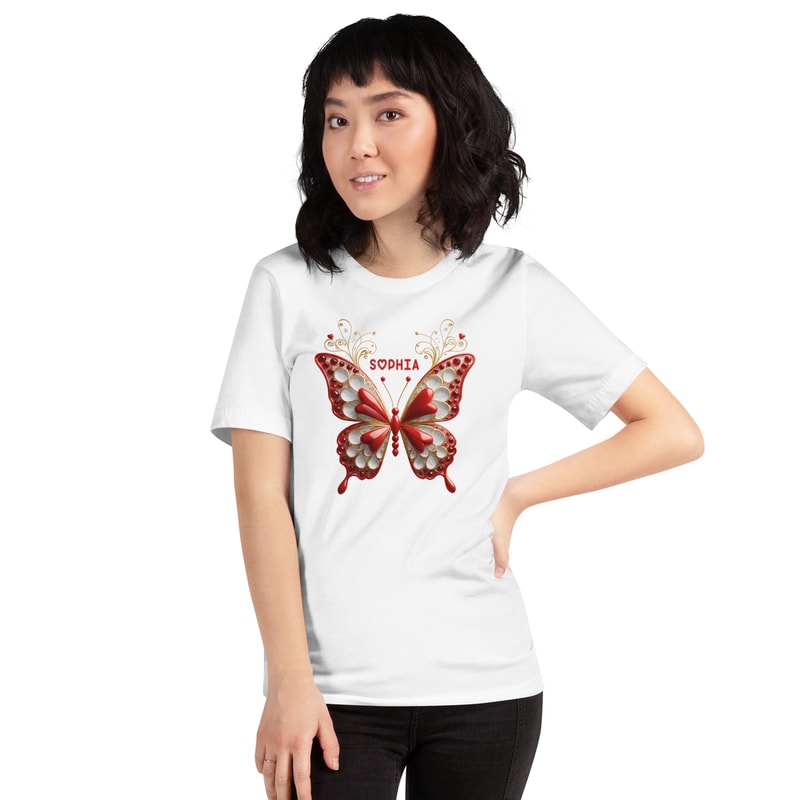 Personalized Butterfly Name Art Sophia Design Unisex Tshirt 8
