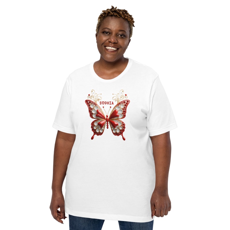 Personalized Butterfly Name Art Sophia Design Unisex Tshirt 11