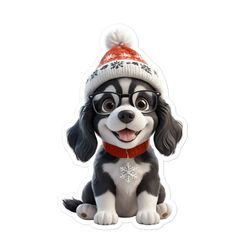 festive winter dog with glasses - holiday cheer art bubble-free stickers