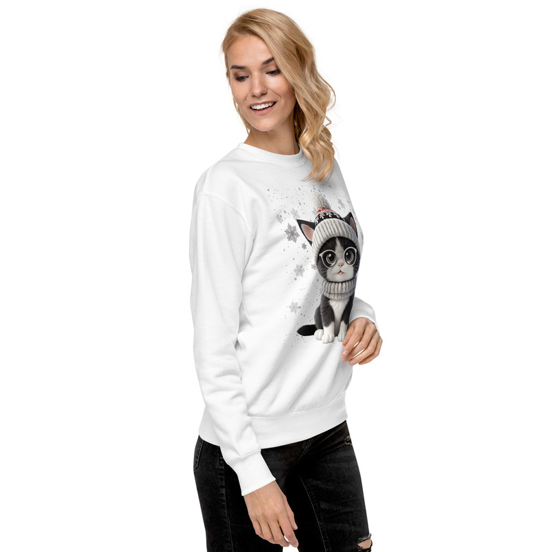 Festive Winter Cat With Glasses Holiday Cheer Art Unisex Premium Sweatshirt 14