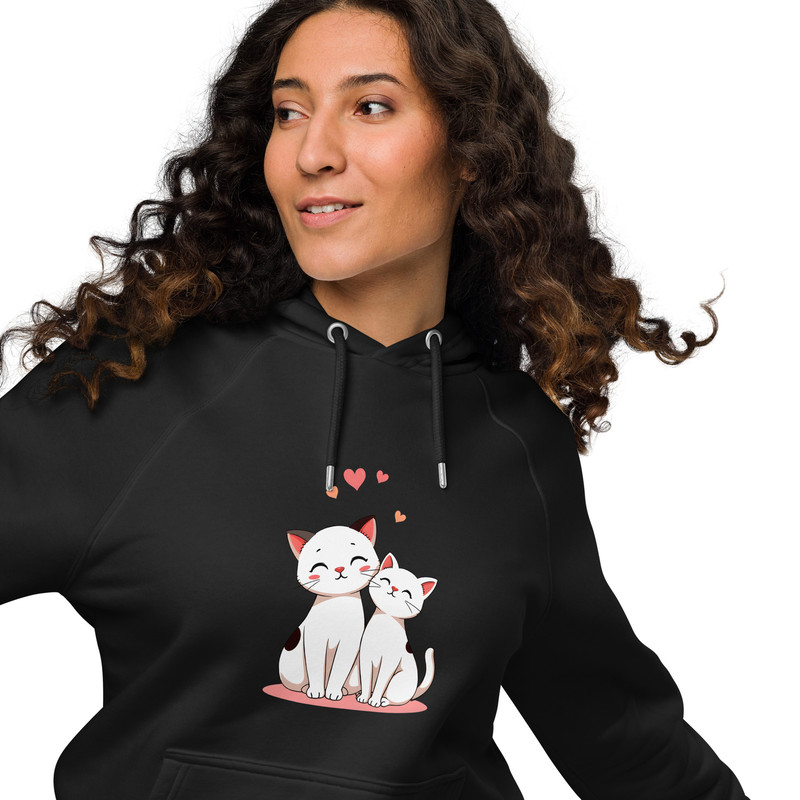 Playful Cat Companions Unisex Eco Raglan Hoodie 7