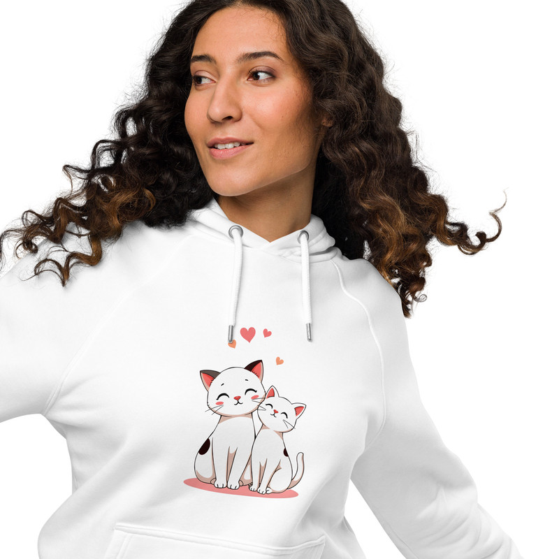 Playful Cat Companions Unisex Eco Raglan Hoodie 17